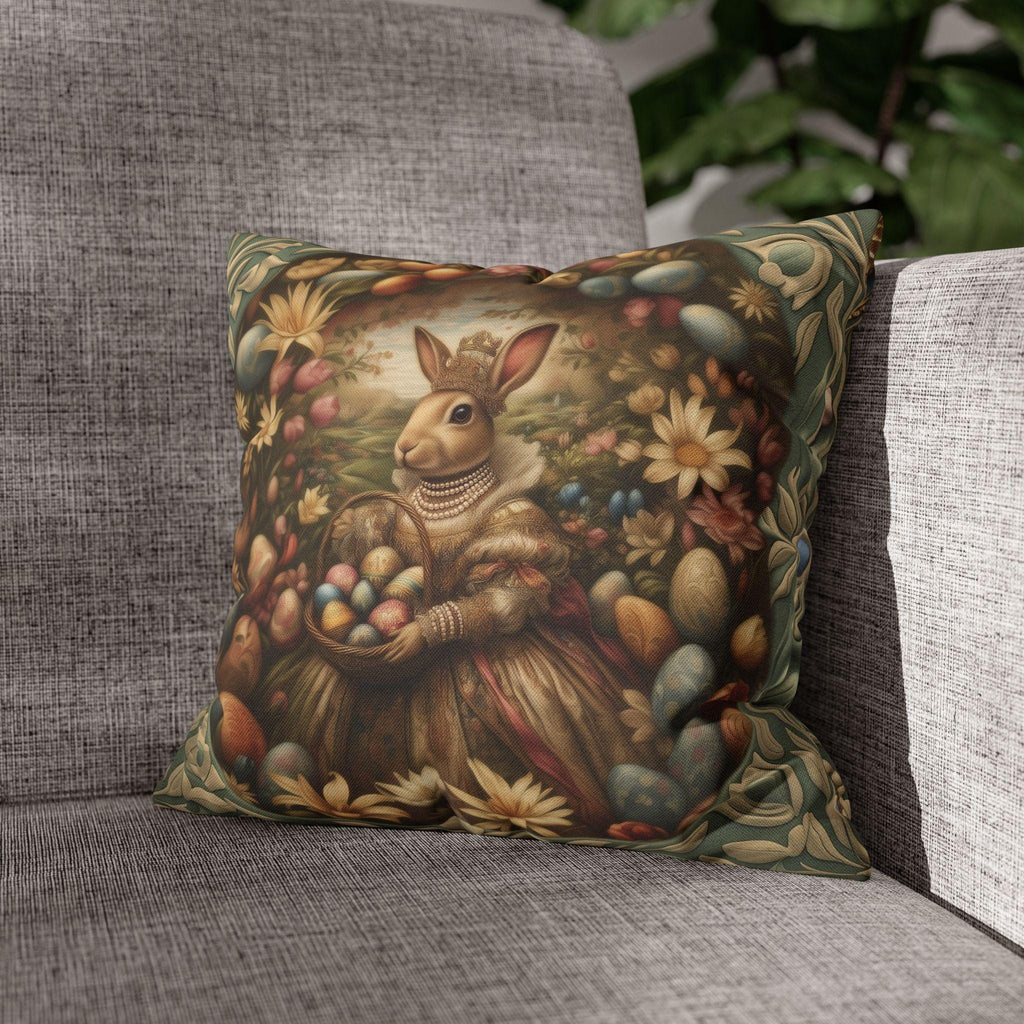 William Morris Easter Pillow Cover: Bunny in Victorian Dress