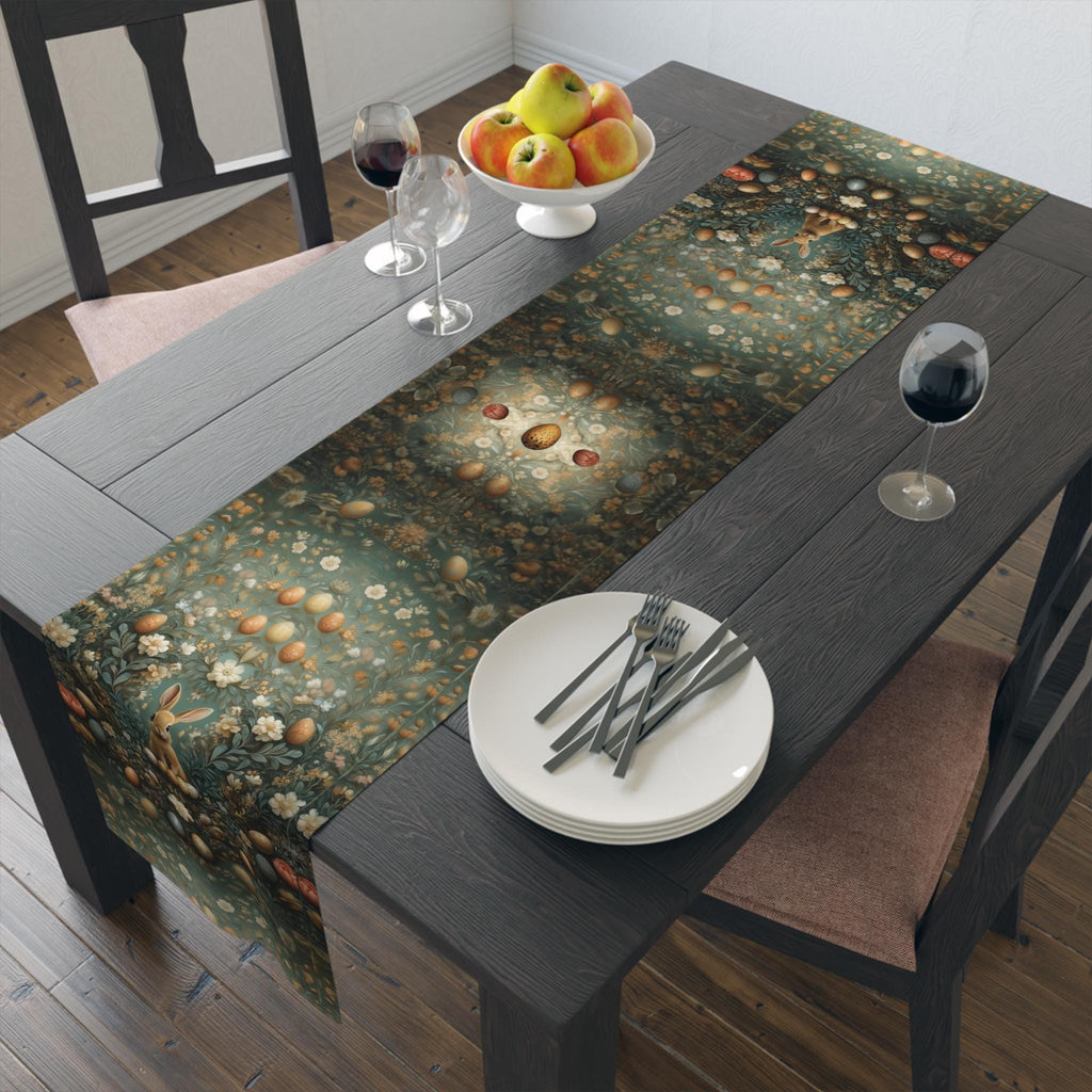 Easter Table Runner: William Morris Inspired Vintage Style Green Floral