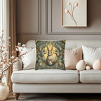 Whimsical Easter Bunnies Pillow Cover with William Morris Style Botanical Border