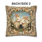 Whimsical Easter Bunnies Pillow Cover with William Morris Style Botanical Border