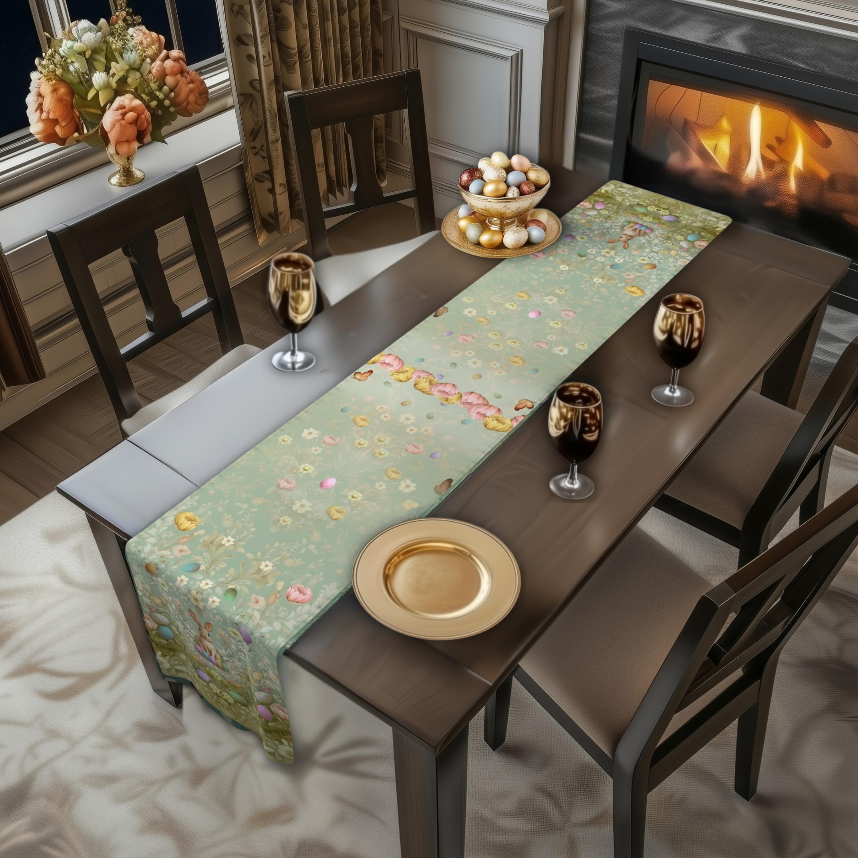 Pastel Meadow Easter Table Runner: William Morris Inspired Floral Spring Decor
