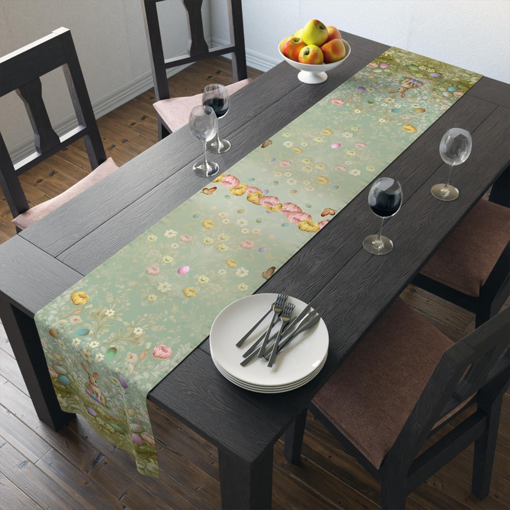 Pastel Meadow Easter Table Runner: William Morris Inspired Floral Spring Decor