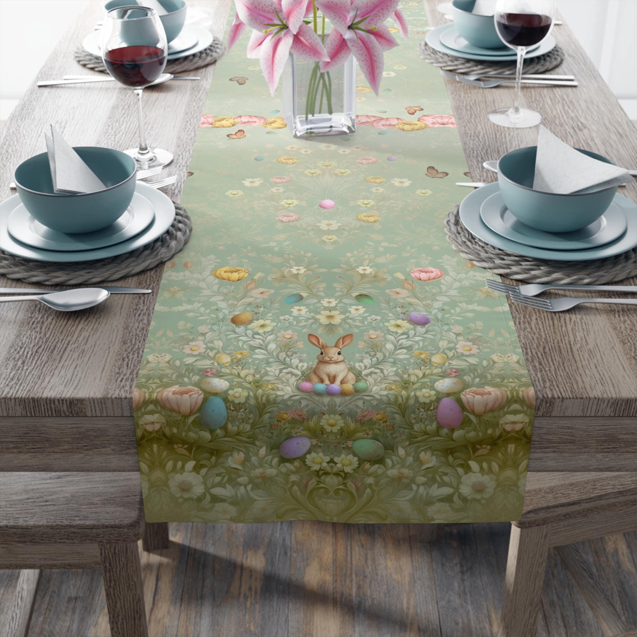Pastel Meadow Easter Table Runner: William Morris Inspired Floral Spring Decor