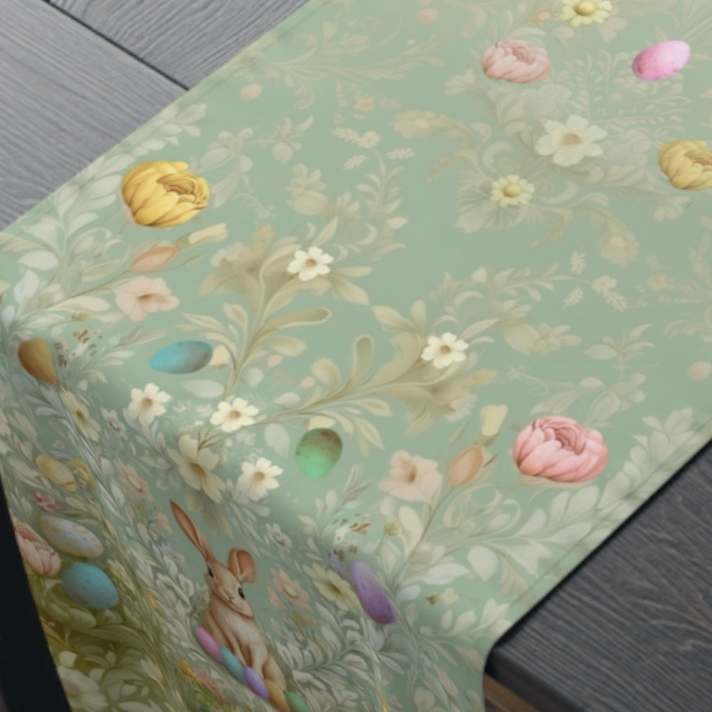 Pastel Meadow Easter Table Runner: William Morris Inspired Floral Spring Decor