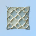 Coastal Quatrefoil Pillow Cover, Blue Beige 3D Effect