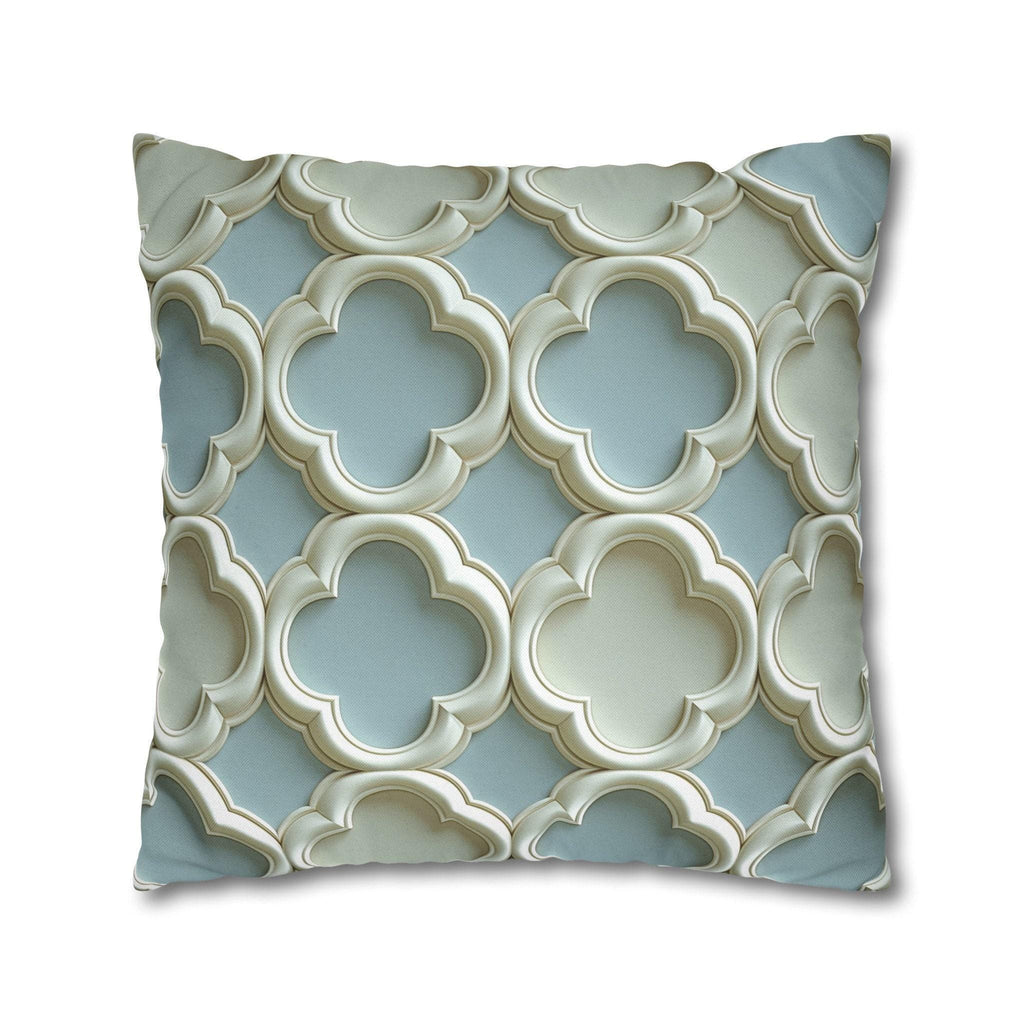 Coastal Quatrefoil Pillow Cover, Blue Beige 3D Effect
