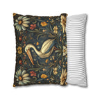 William Morris Heron Pillow Cover: Navy Floral Arts & Crafts Cushion