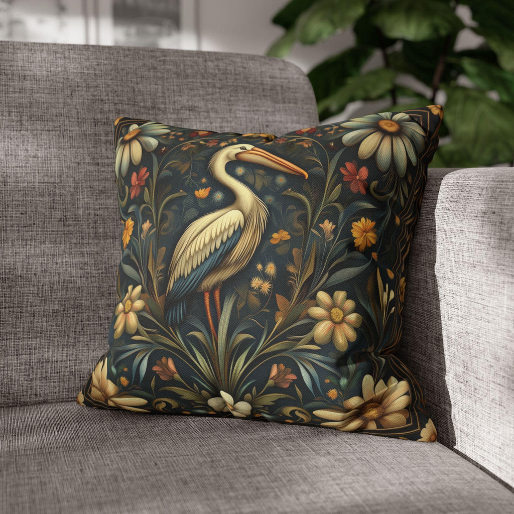 William Morris Heron Pillow Cover: Navy Floral Arts & Crafts Cushion
