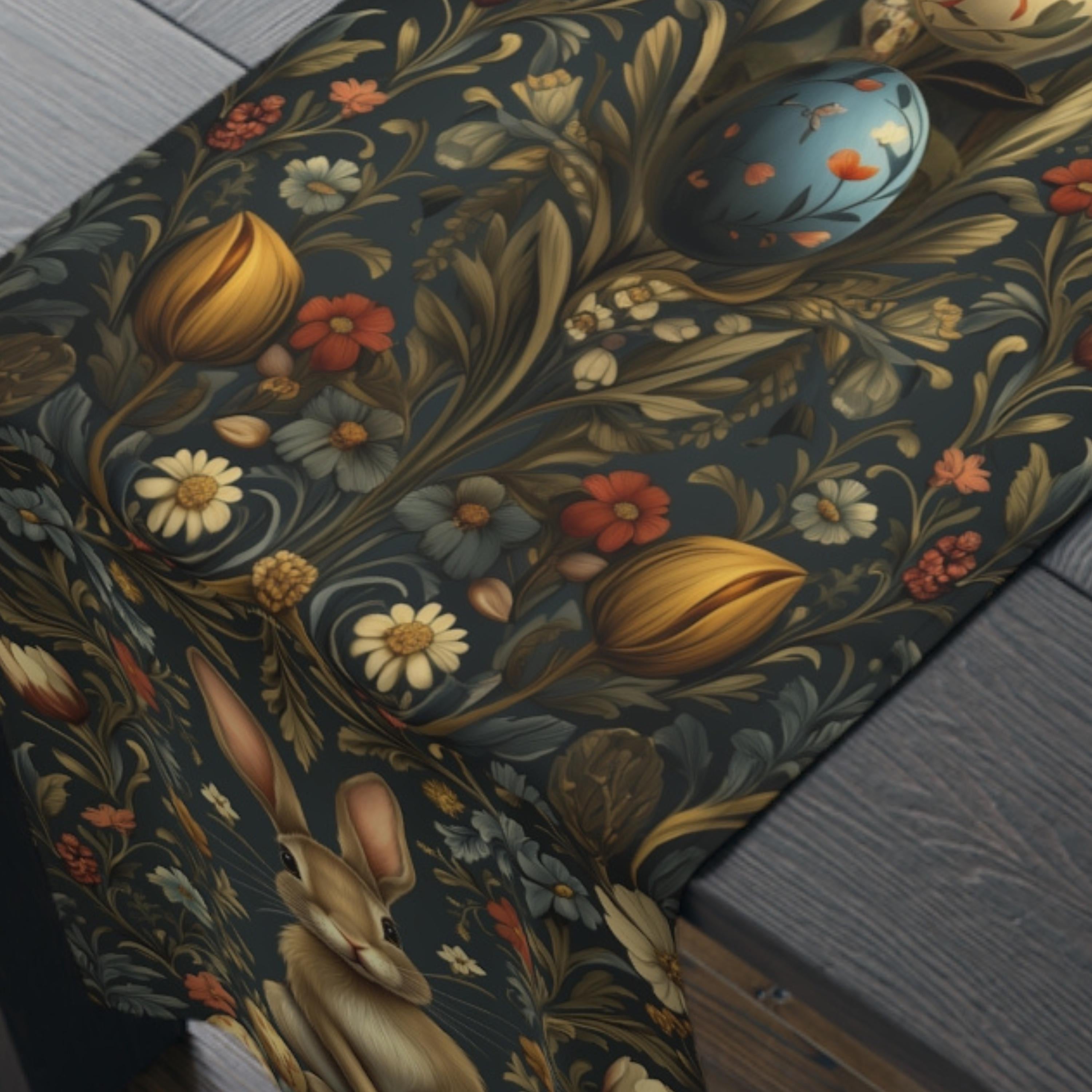 Easter Table Runner: William Morris Inspired Vintage Style Floral Design