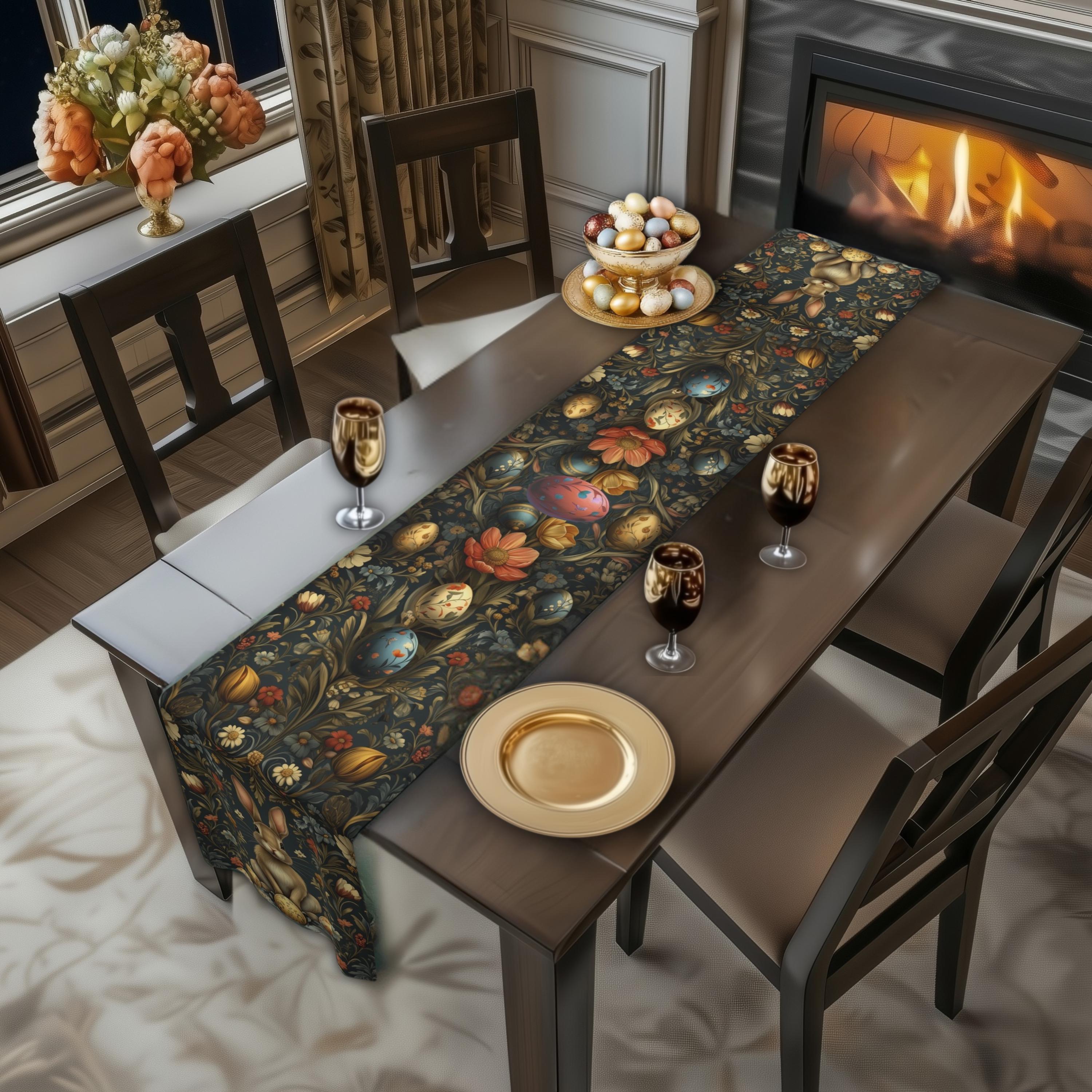 Easter Table Runner: William Morris Inspired Vintage Style Floral Design