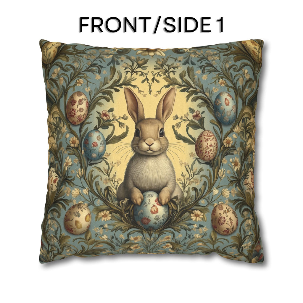 William Morris Easter Bunny Pillow Cover: Daisies & Vintage Style Eggs