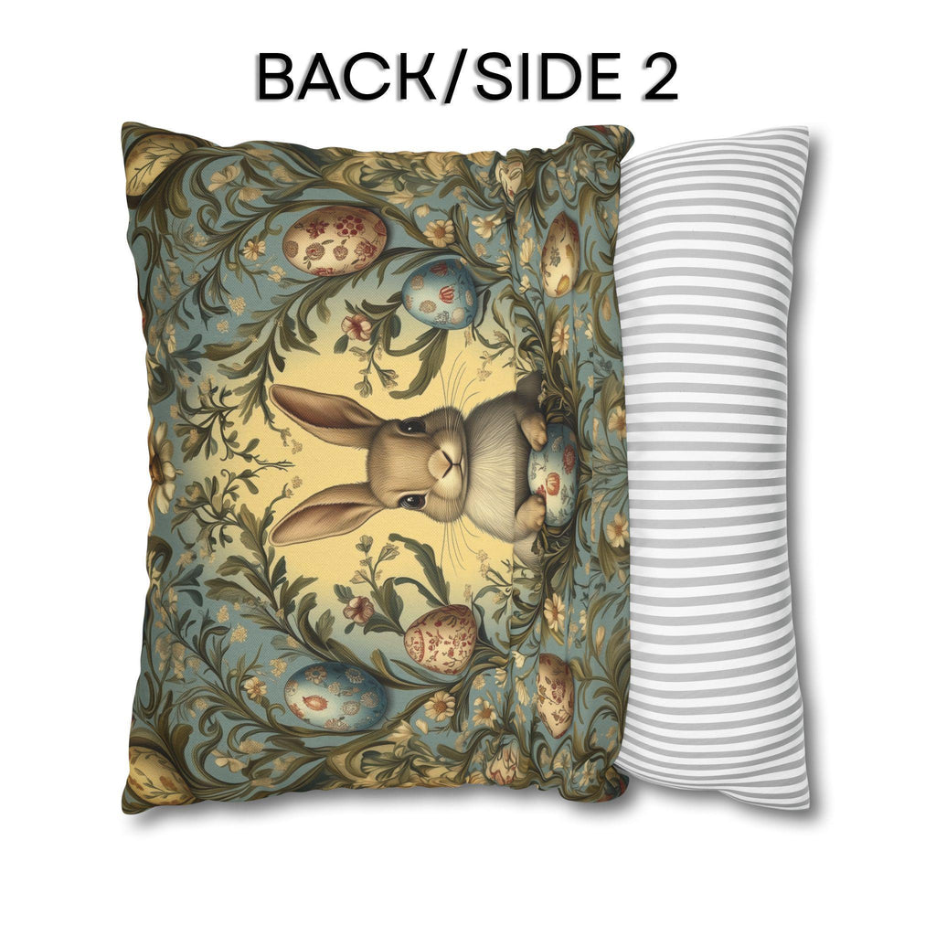 William Morris Easter Bunny Pillow Cover: Daisies & Vintage Style Eggs