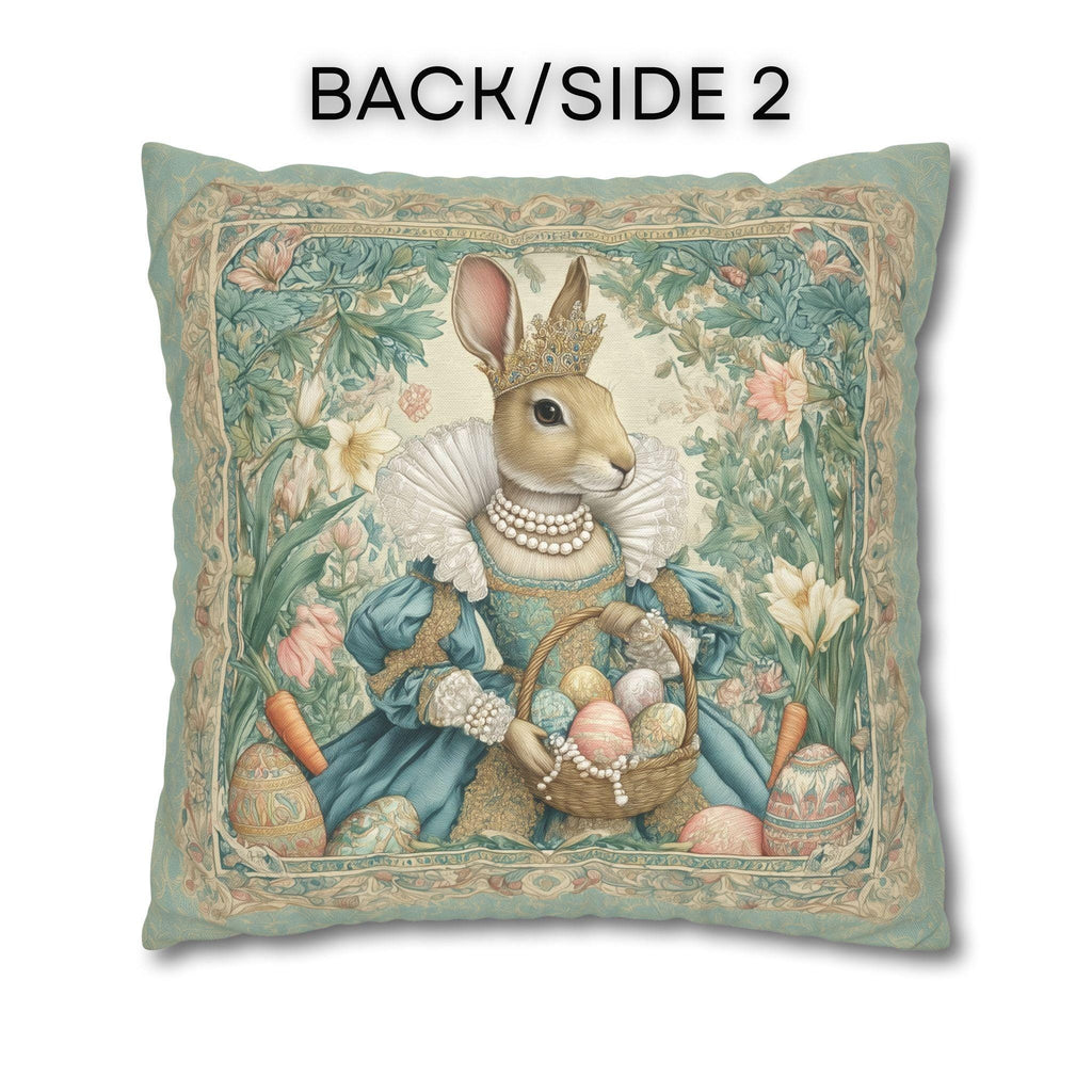Victorian Easter Princess Bunny Pillow Cover: William Morris Inspired Whimsical Spring Decor