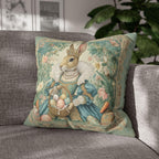 Victorian Easter Princess Bunny Pillow Cover: William Morris Inspired Whimsical Spring Decor