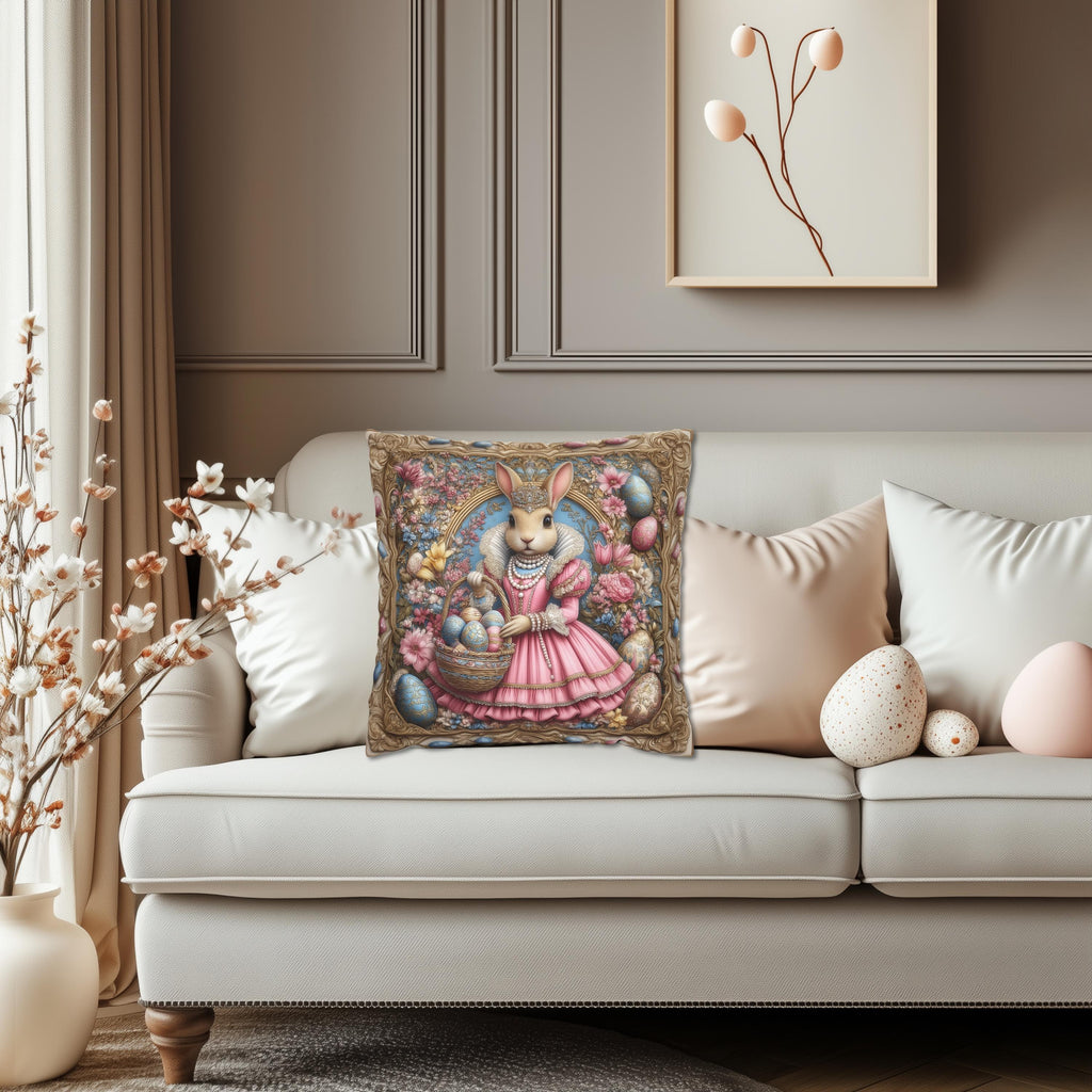 Victorian Bunny Princess Easter Pillow Cover: Whimsical William Morris Decor