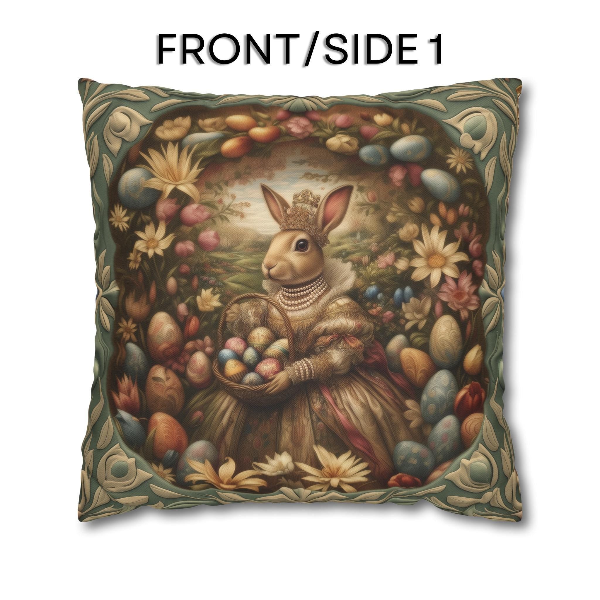 William Morris Easter Pillow Cover: Bunny in Victorian Dress