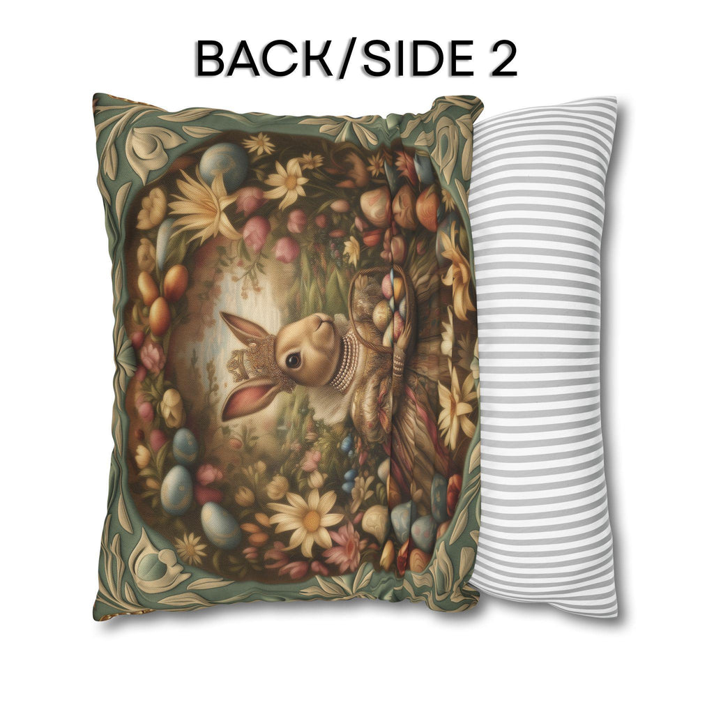 William Morris Easter Pillow Cover: Bunny in Victorian Dress