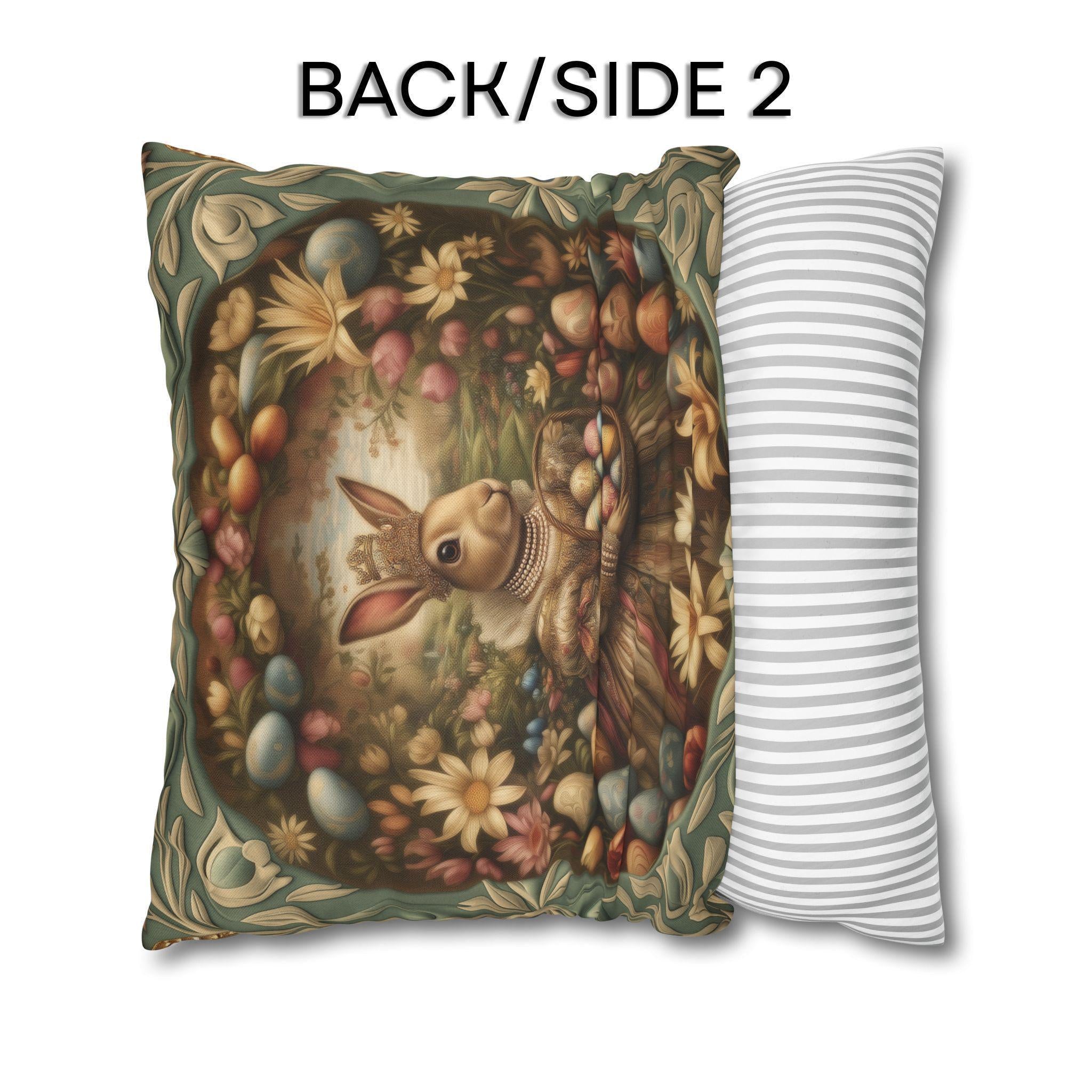 William Morris Easter Pillow Cover: Bunny in Victorian Dress