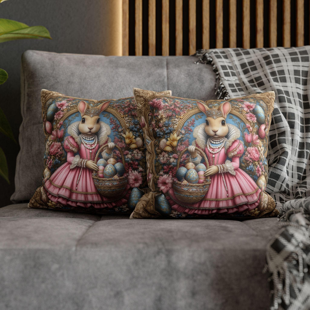 Victorian Bunny Princess Easter Pillow Cover: Whimsical William Morris Decor