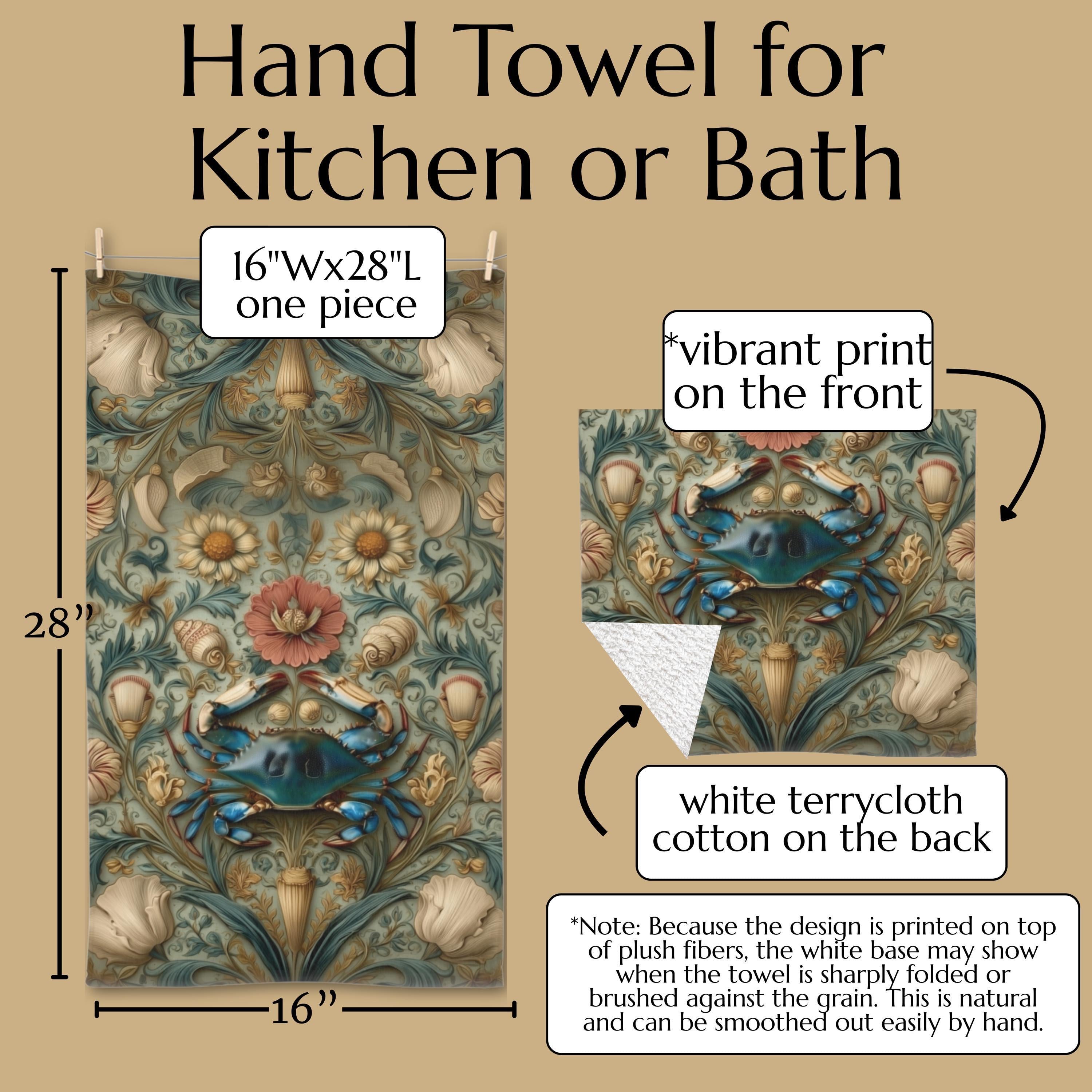 Blue Crab Hand Towel: Chesapeake Bay Coastal Design (Kitchen or Bath)