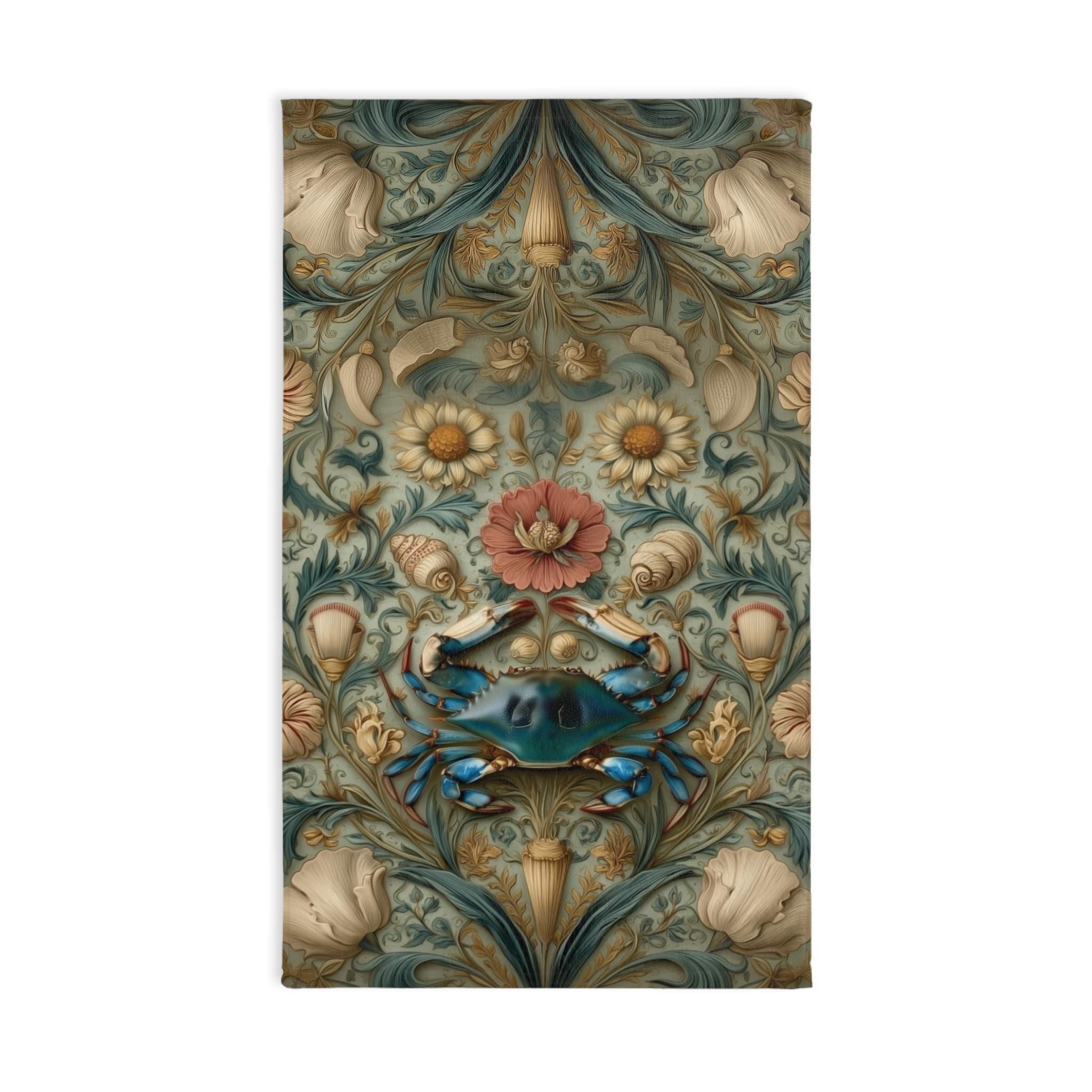 Blue Crab Hand Towel: Chesapeake Bay Coastal Design (Kitchen or Bath)