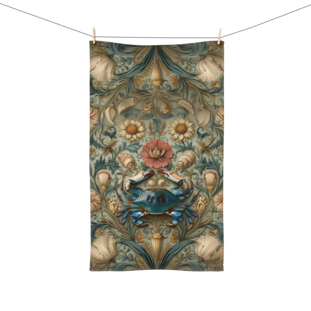 Blue Crab Hand Towel: Chesapeake Bay Coastal Design (Kitchen or Bath)
