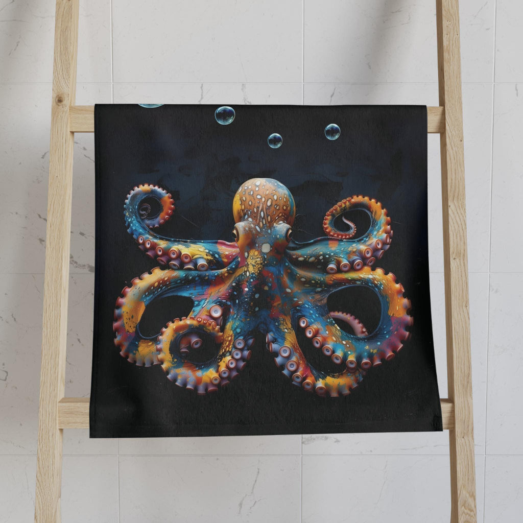 Vibrant Octopus Hand Towel: Marine Life Accent for Coastal Beach House Decor