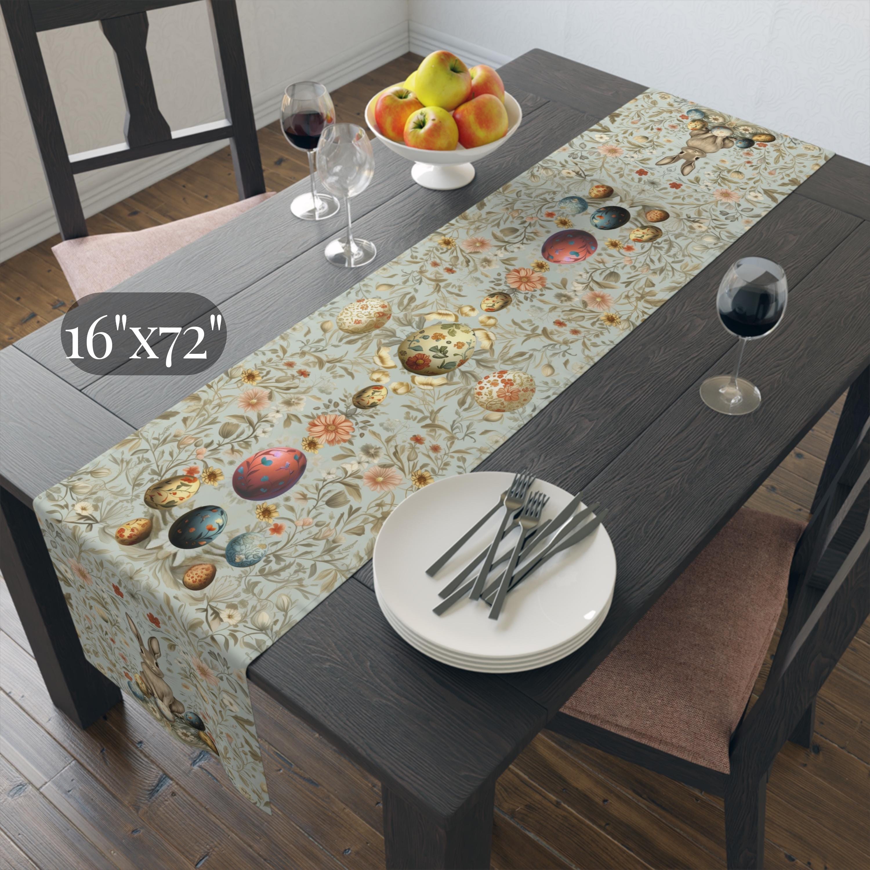 William Morris Easter Table Runner: Floral Bunny Design