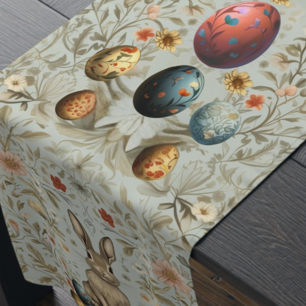 William Morris Easter Table Runner: Floral Bunny Design
