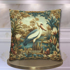 Shoebill Stork Pillow Cover: William Morris Botanical Marsh Bird Decor