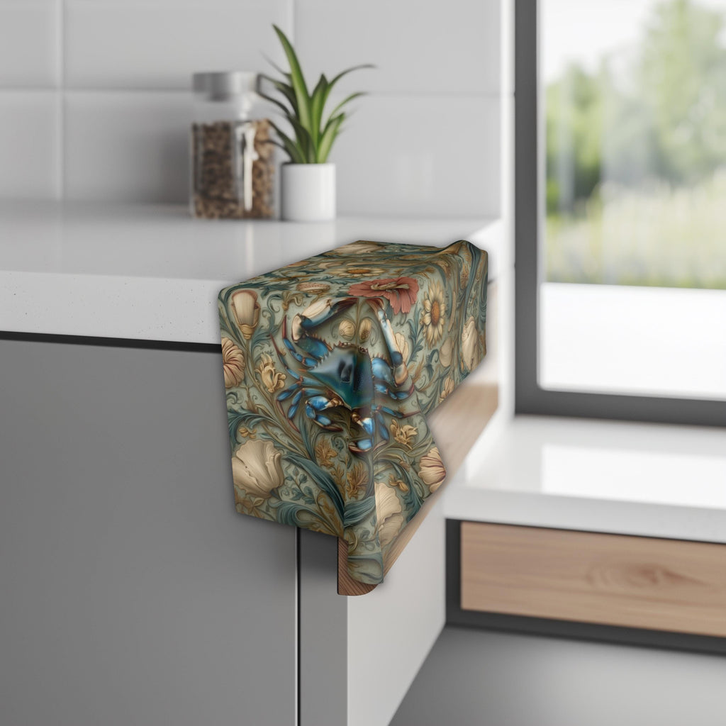 Blue Crab Hand Towel: Chesapeake Bay Coastal Design (Kitchen or Bath)