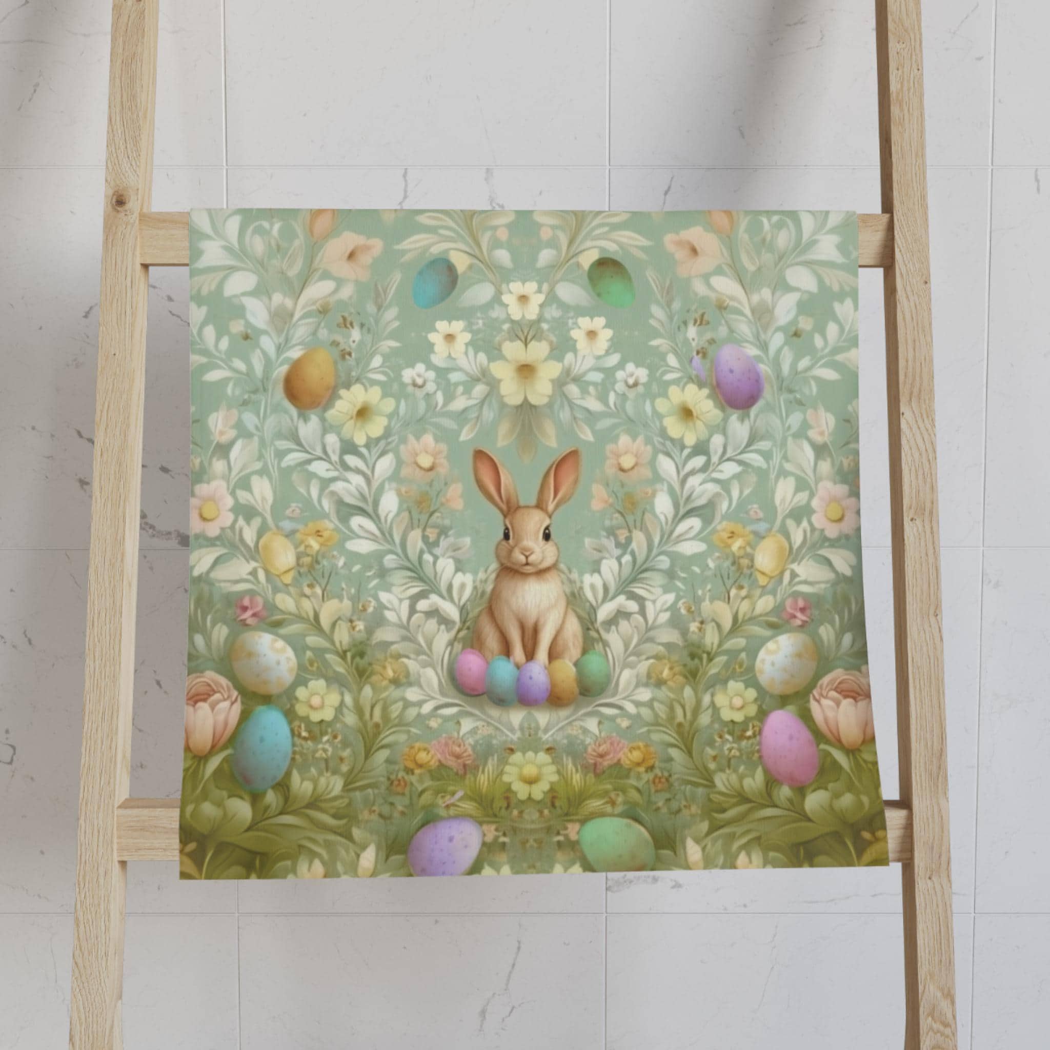 Vintage Inspired Easter Hand Towel: William Morris Style Botanical Art