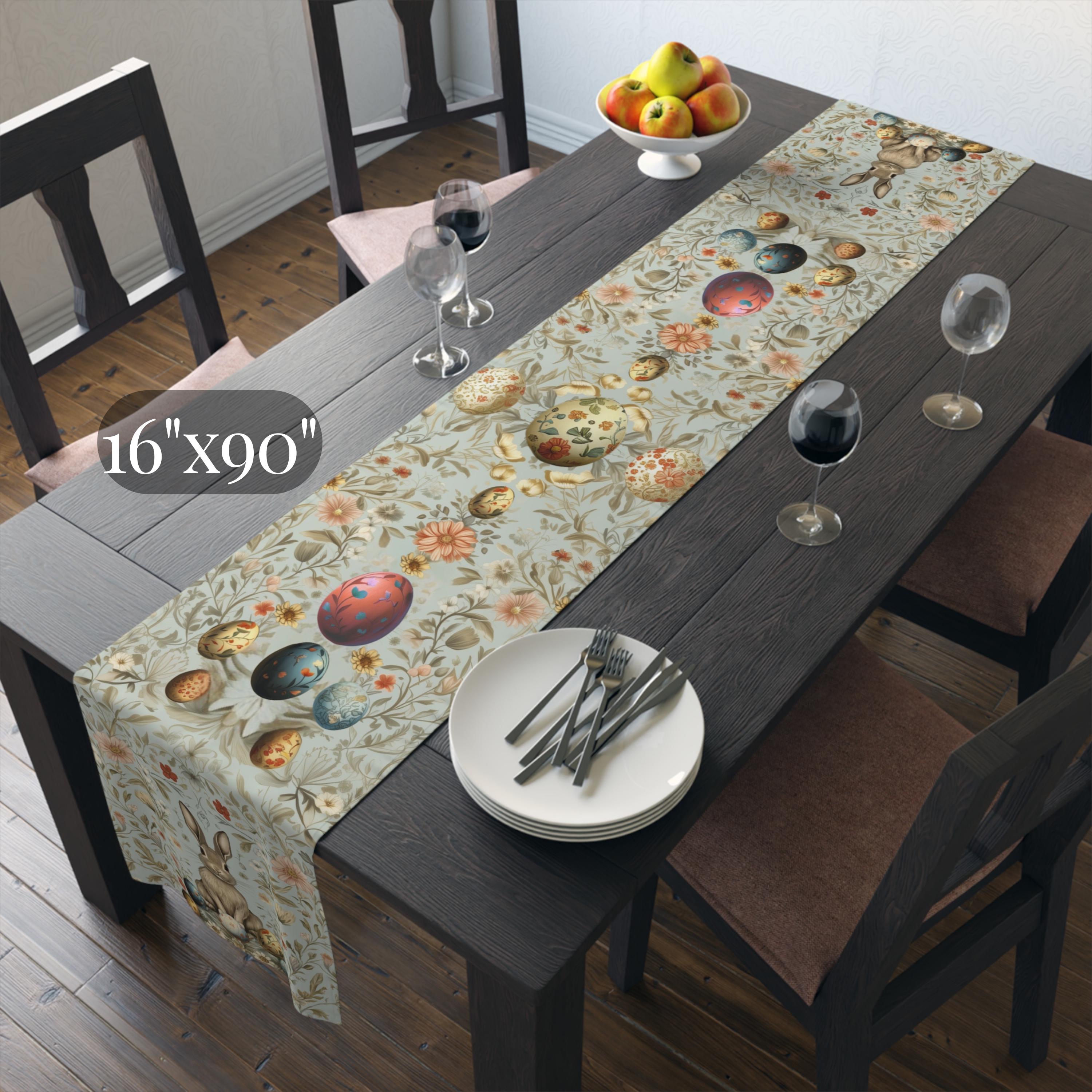 William Morris Easter Table Runner: Floral Bunny Design