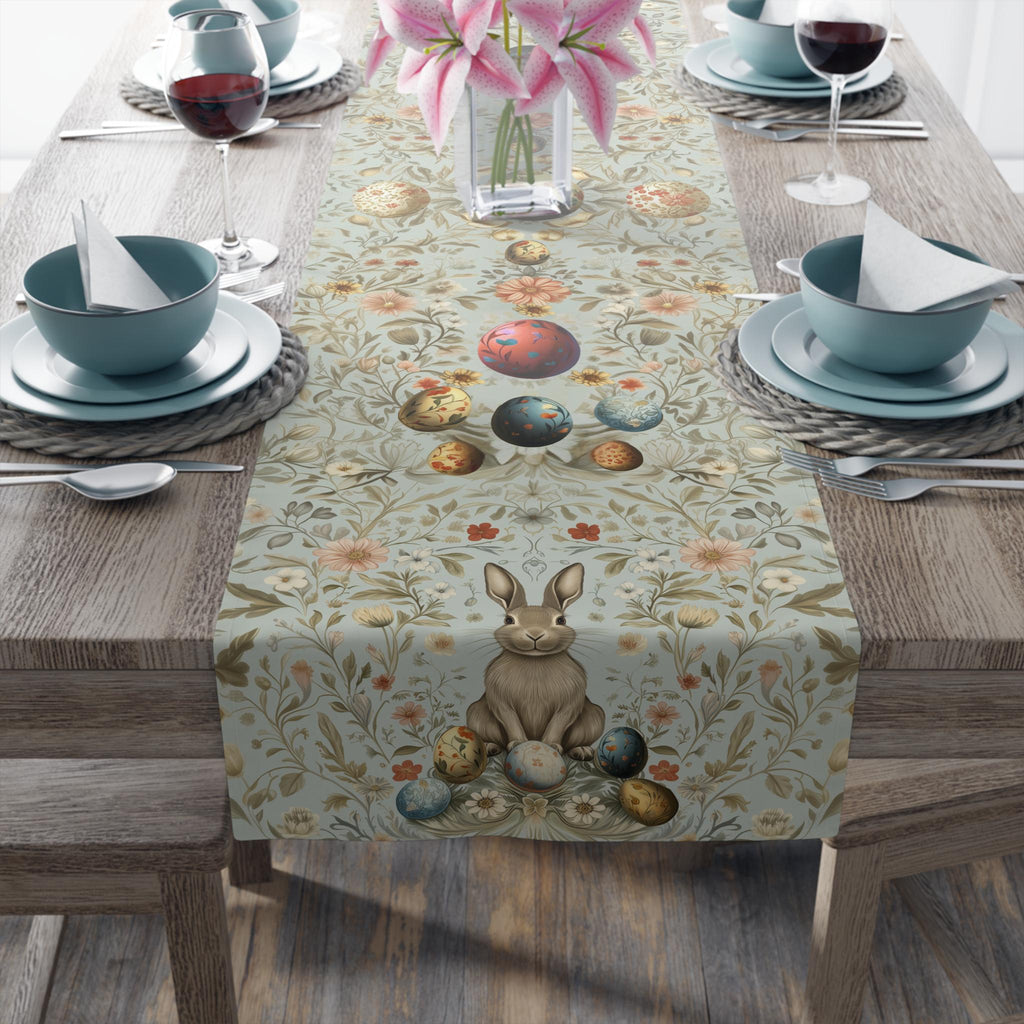 William Morris Easter Table Runner: Floral Bunny Design