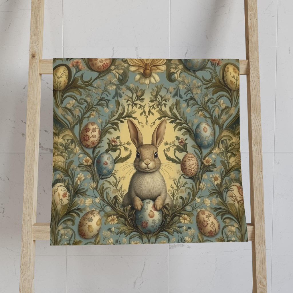William Morris Easter Bunny Hand Towel: Daisies & Vintage Eggs