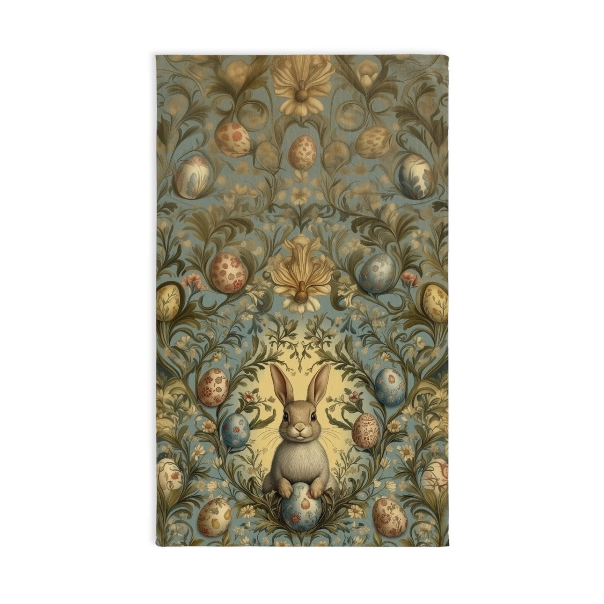 William Morris Easter Bunny Hand Towel: Daisies & Vintage Eggs