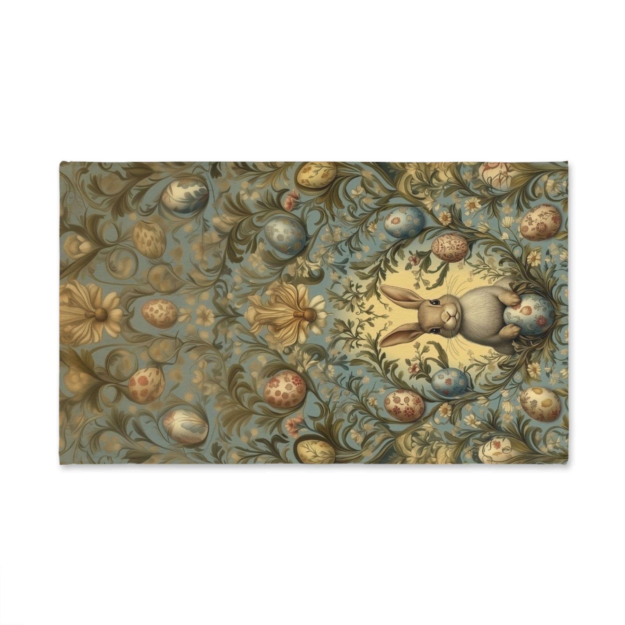William Morris Easter Bunny Hand Towel: Daisies & Vintage Eggs