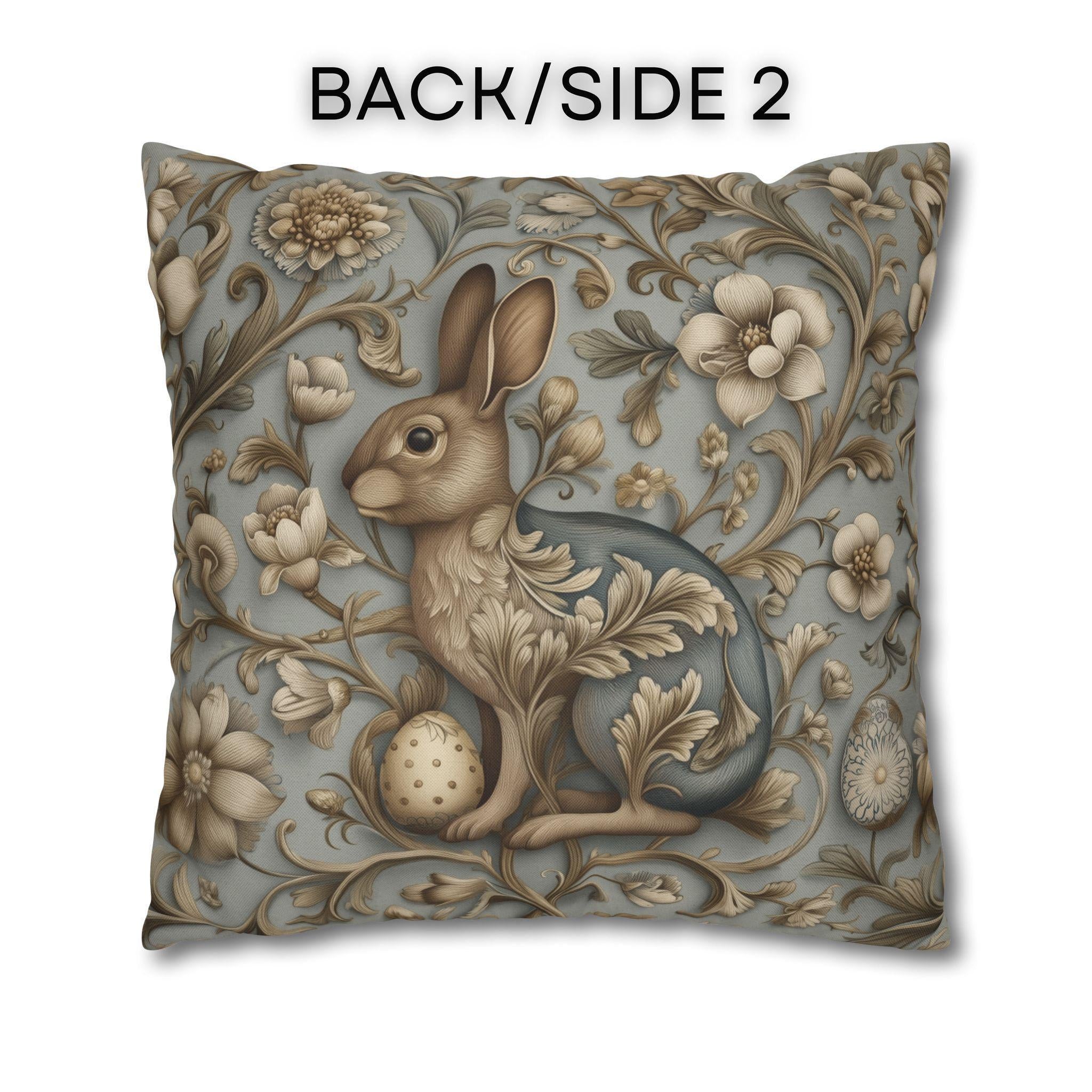 William Morris Chinoiserie Easter Hare Pillow Cover: Slate Blue & Taupe