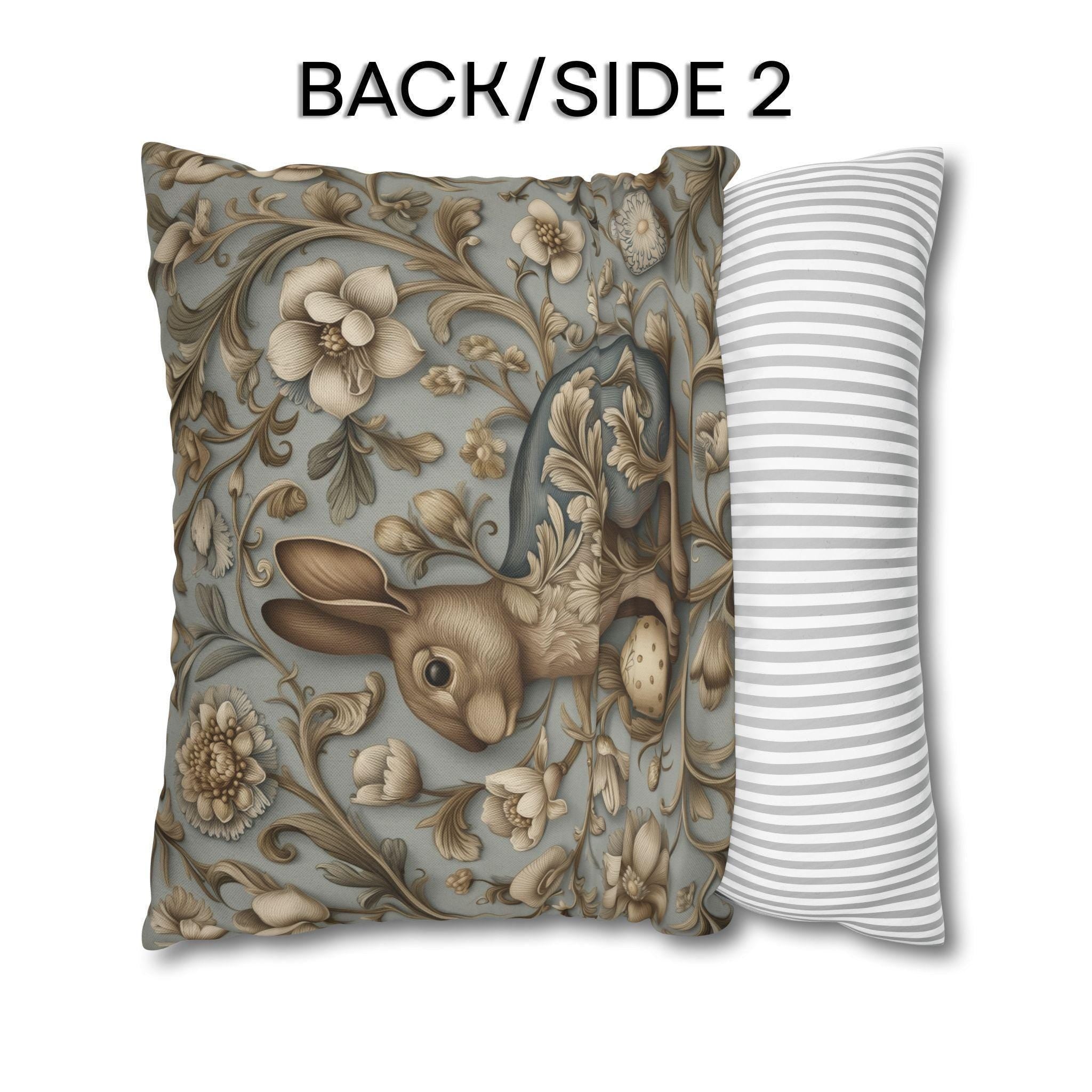 William Morris Chinoiserie Easter Hare Pillow Cover: Slate Blue & Taupe