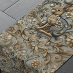 Easter Table Runner: William Morris Chinoiserie Hare Design, Slate Blue Spring Decor