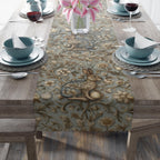 Easter Table Runner: William Morris Chinoiserie Hare Design, Slate Blue Spring Decor