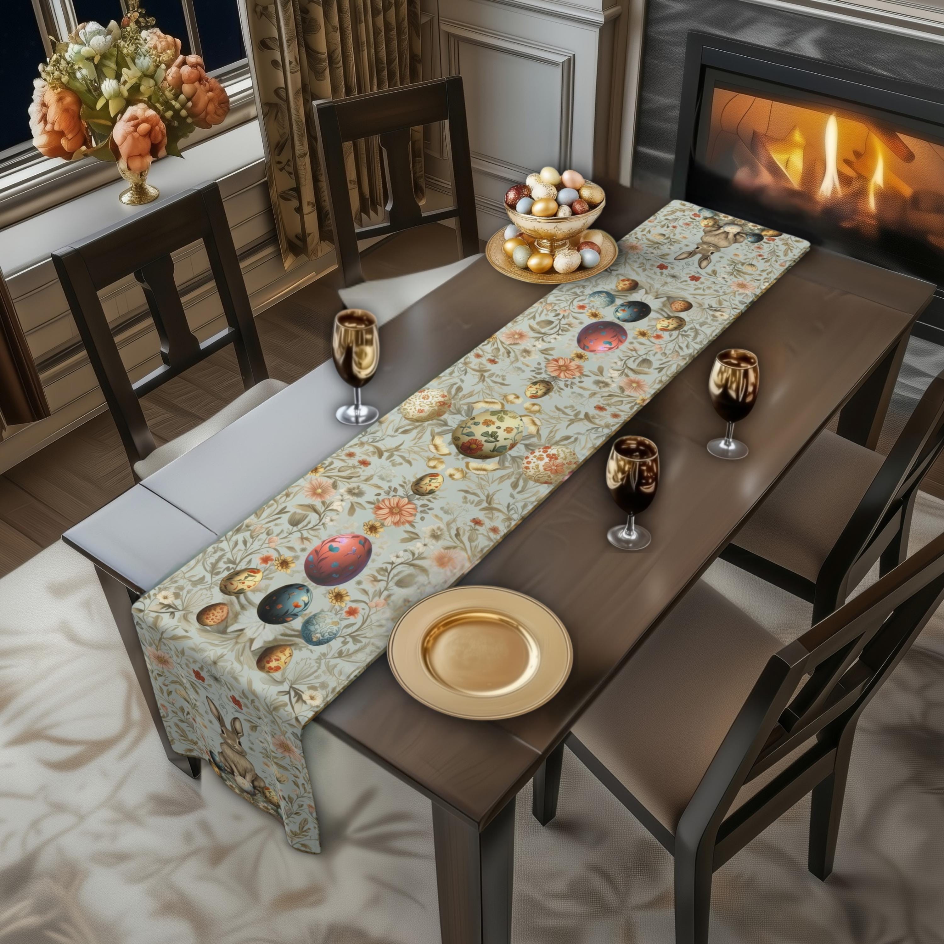 William Morris Easter Table Runner: Floral Bunny Design