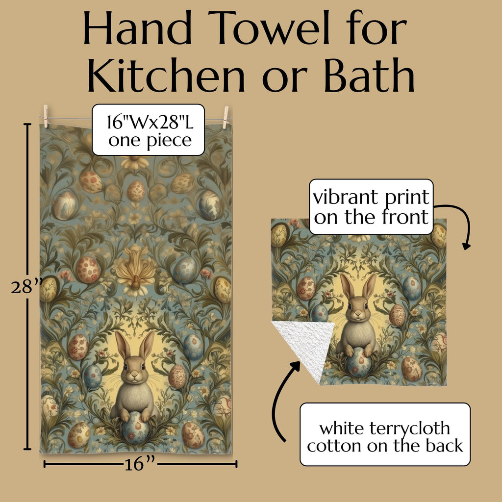 William Morris Easter Bunny Hand Towel: Daisies & Vintage Eggs
