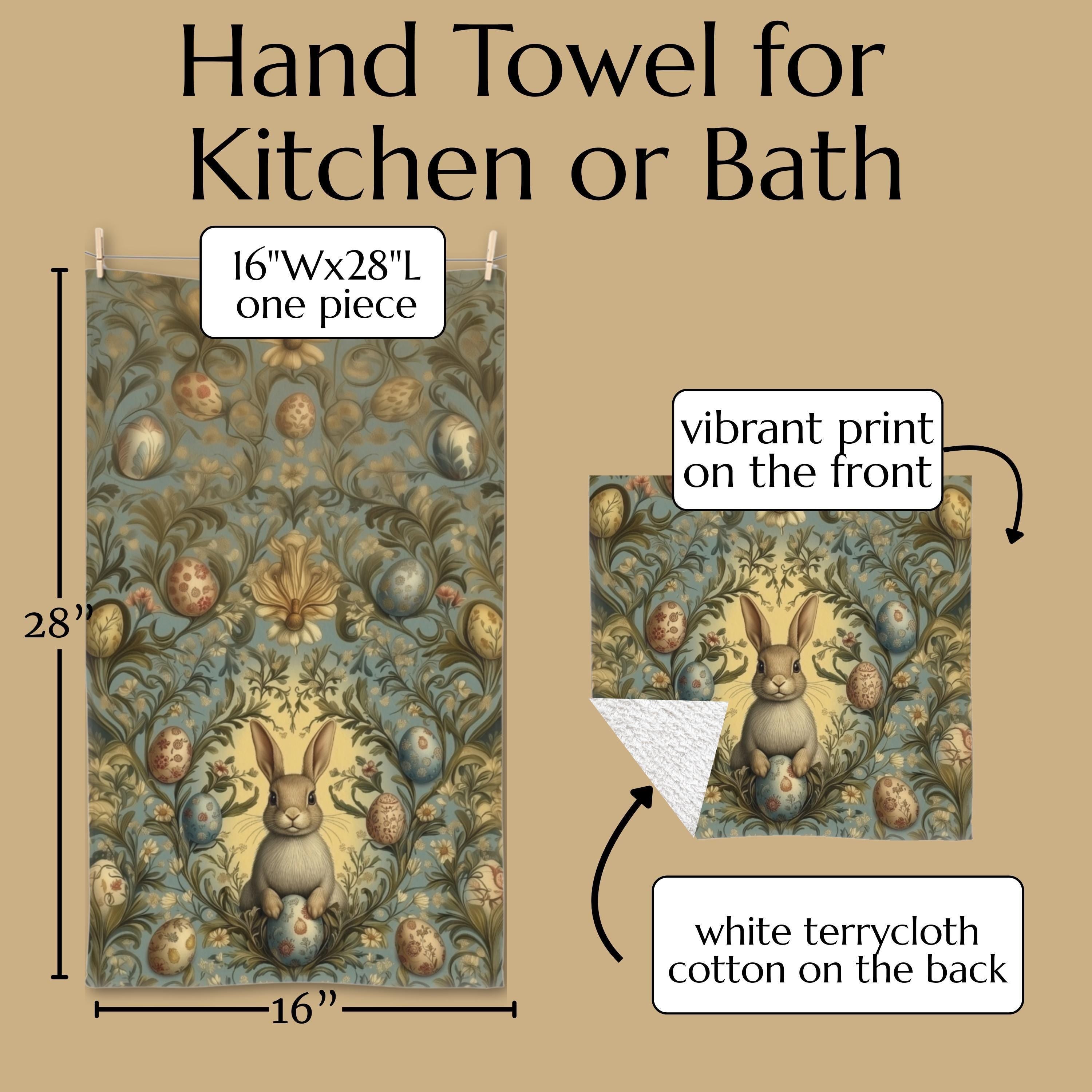 William Morris Easter Bunny Hand Towel: Daisies & Vintage Eggs
