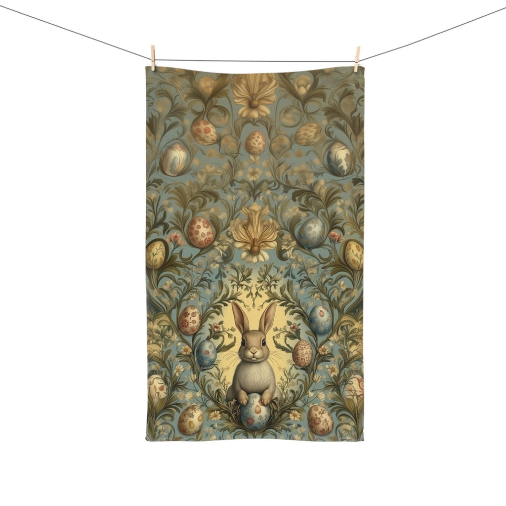 William Morris Easter Bunny Hand Towel: Daisies & Vintage Eggs