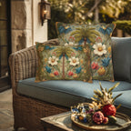 William Morris Inspired Outdoor Pillow: Exotic Tropical Floral for Patio or Poolside