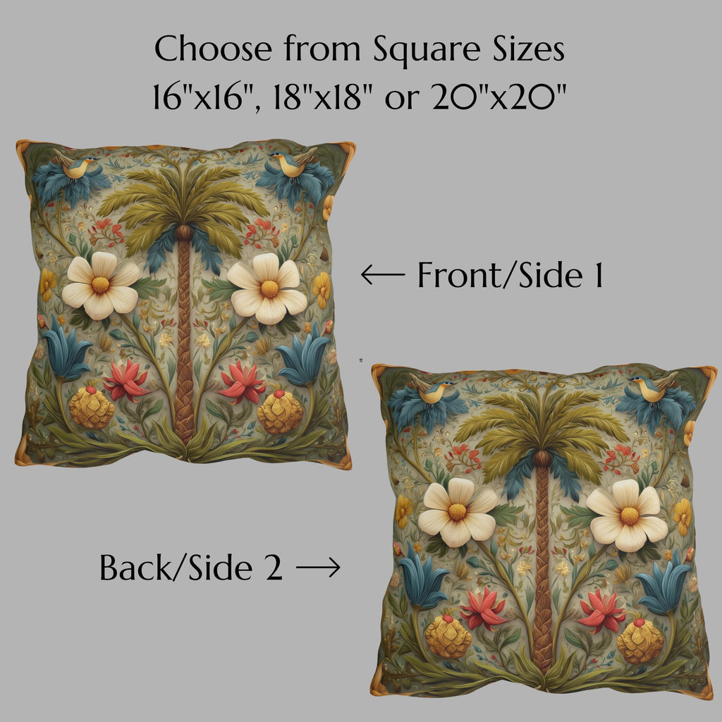 William Morris Inspired Outdoor Pillow: Exotic Tropical Floral for Patio or Poolside