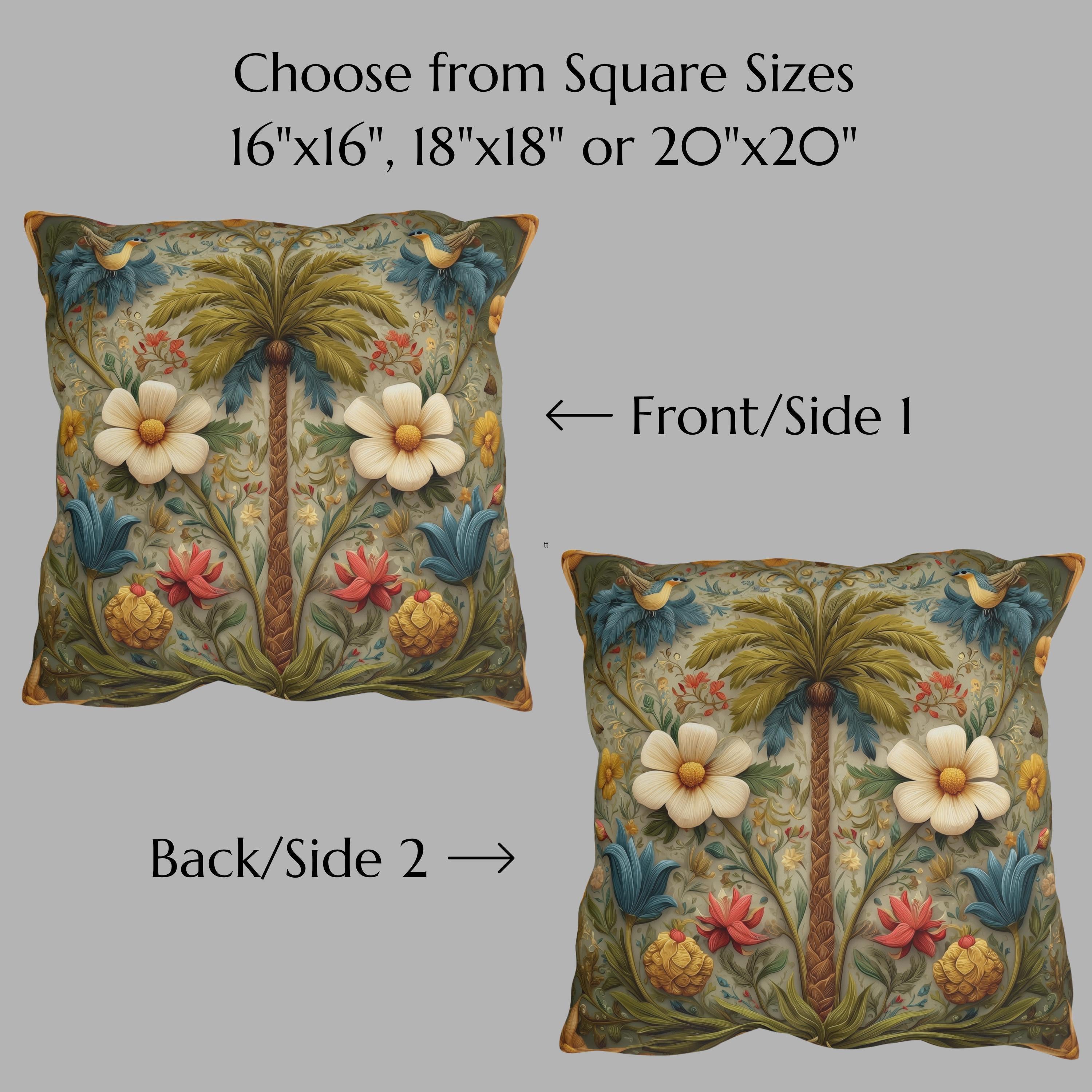 William Morris Inspired Outdoor Pillow: Exotic Tropical Floral for Patio or Poolside