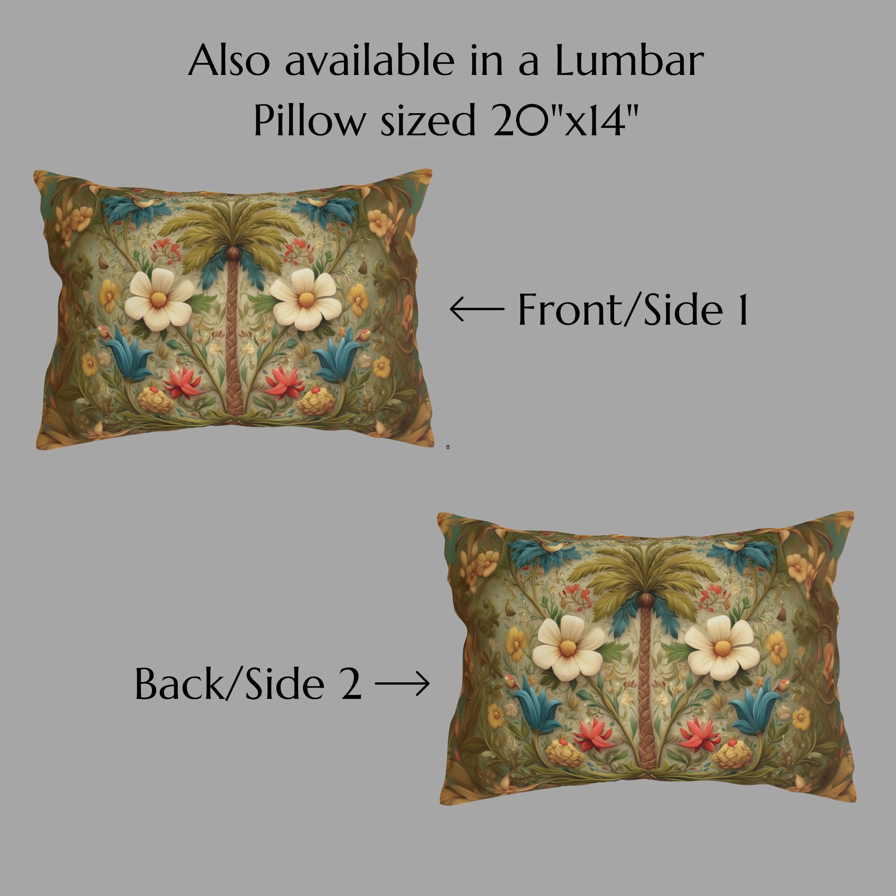 William Morris Inspired Outdoor Pillow: Exotic Tropical Floral for Patio or Poolside