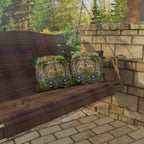 William Morris Inspired Outdoor Pillow: Tropical Palm Tree Coastal Botanical Cushion